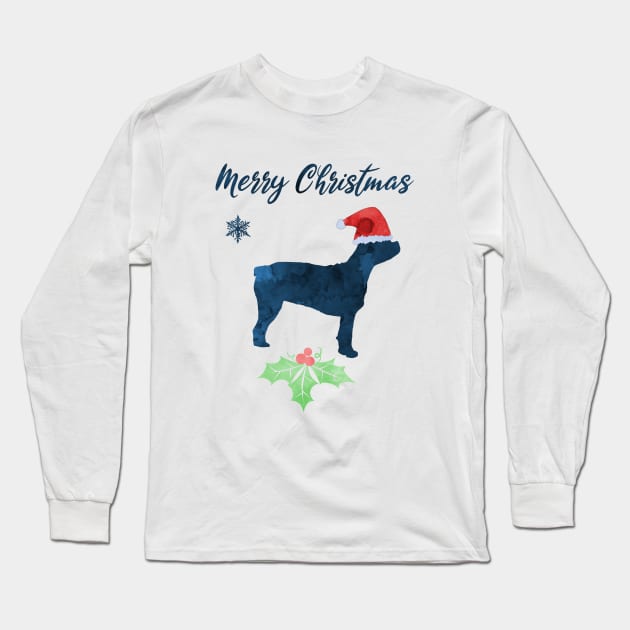 Christmas Dog - Boston Terrier Long Sleeve T-Shirt by TheJollyMarten